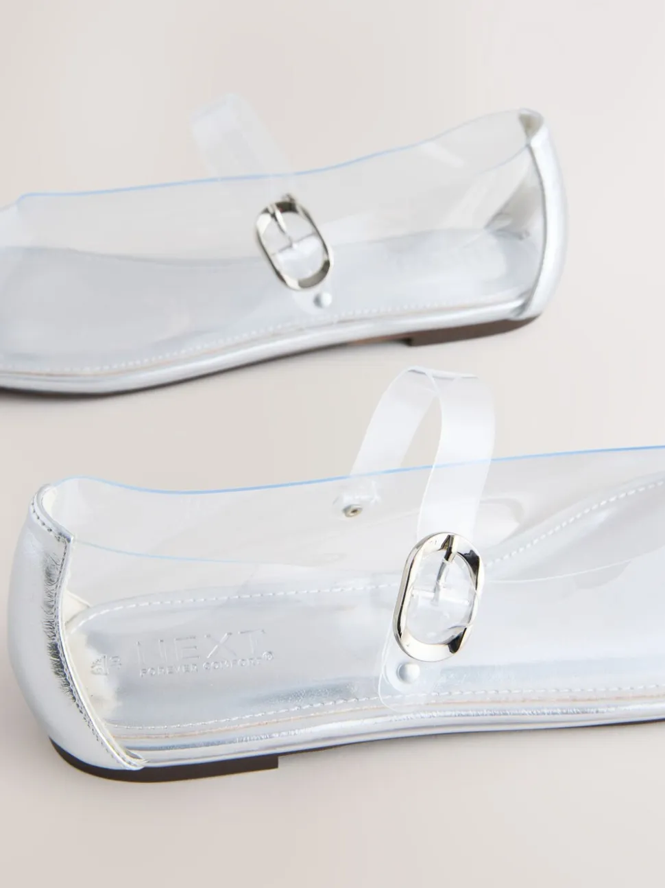 Zilver - Forever Comfort® Mary Jane-schoenen van vinyl met ronde neus