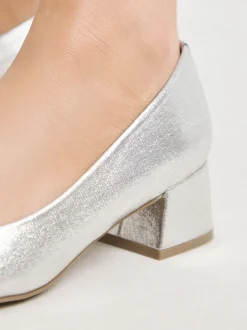 Zilver - Heavenly Soles By JD Williams Low Block Heels Court Shoes