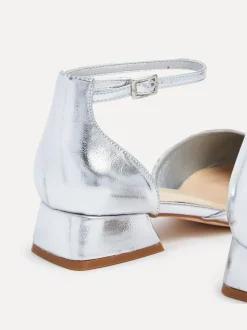 Zilver - Linzi Dolly pumps met lage blokhak en wijde pasvorm