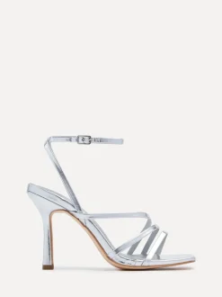 Zilver - Linzi Scarlett sandalen met bandjes, hak en enkelbandje