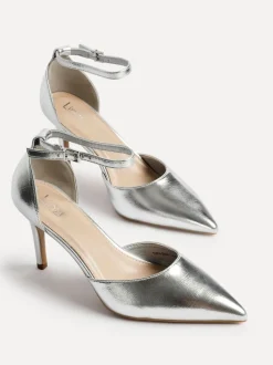 Zilver - Linzi Thea Stiletto pumps en hakken met gesloten rug en enkelbandje