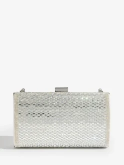Zilver - Lipsy Embellished Box Clutch Bag