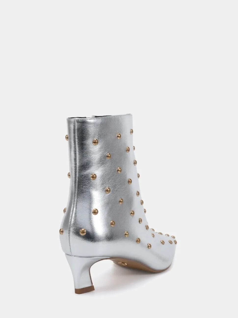 Zilver - Novo Wide Fit Kiki Studded Low Heel Ankle Boots