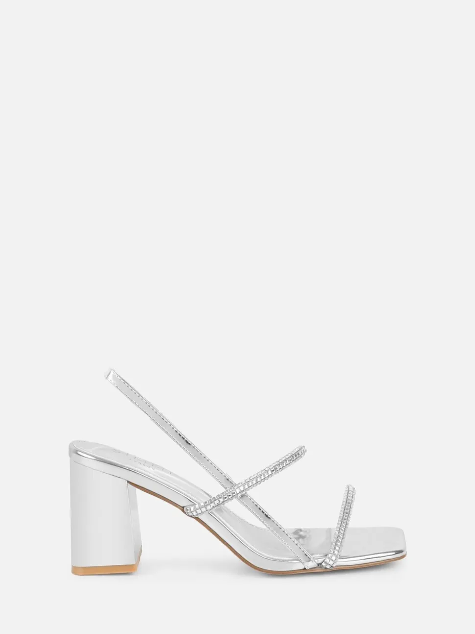 Zilver - Simmi London Mayaa Diamante Slingback Block Heeled Sandals