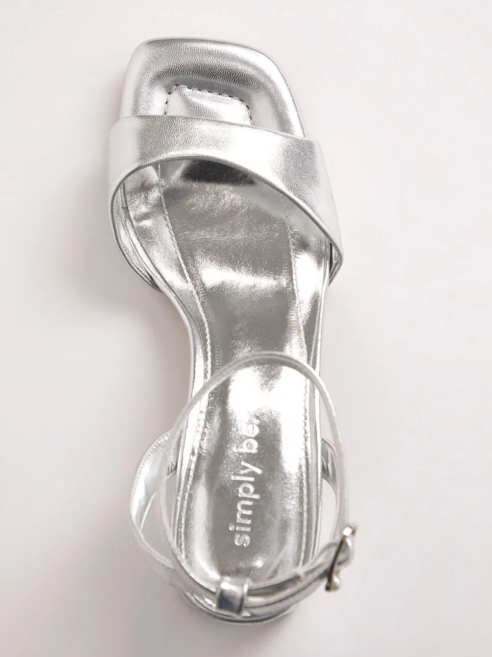 Zilver - Simply Be Barely There on Low Block Heels in Extra Wide Fit