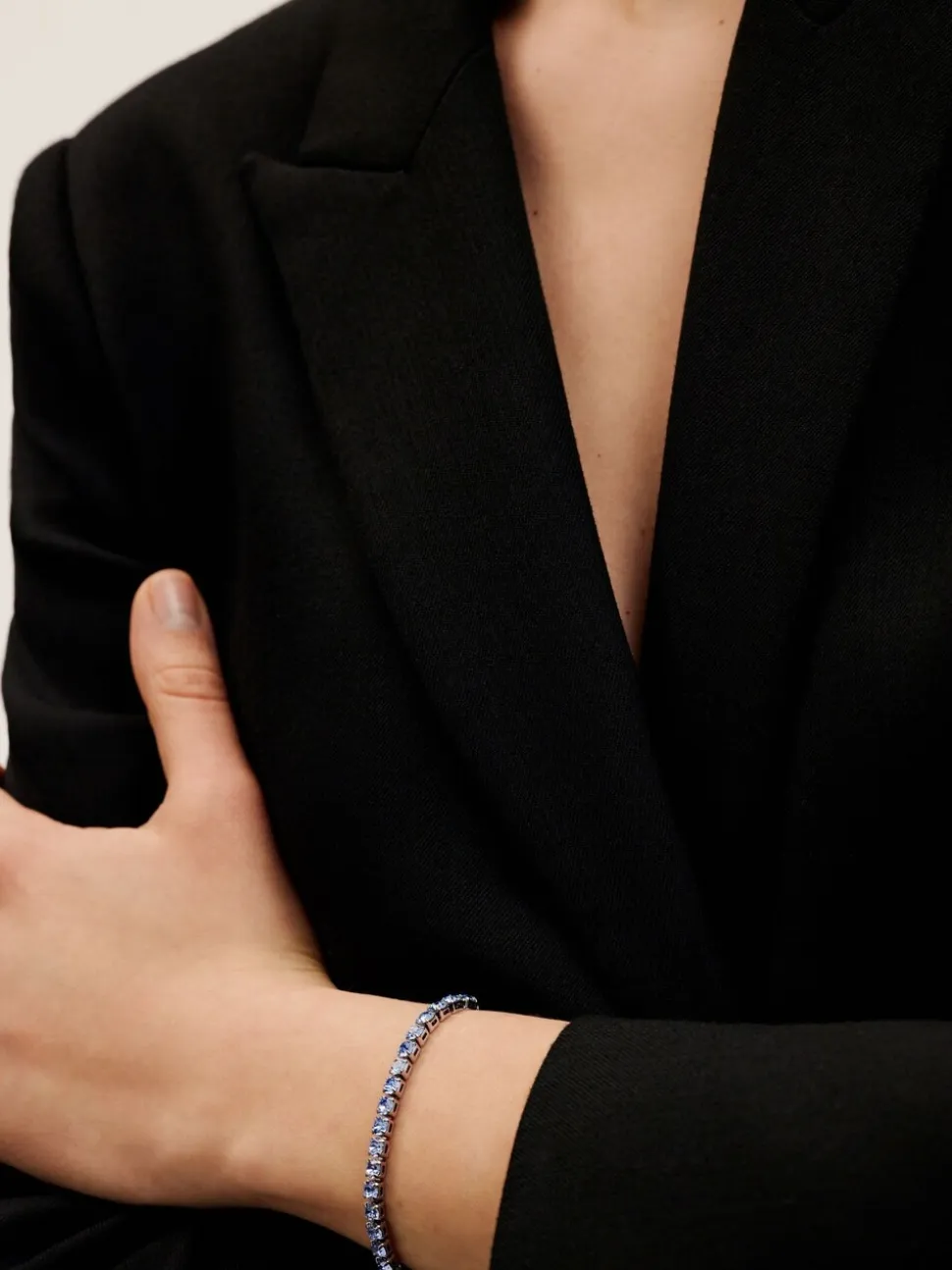 Zilver/blauw - Ted Baker Tone Melrah: Iconische kristallen schuifarmband, heldere kristallen