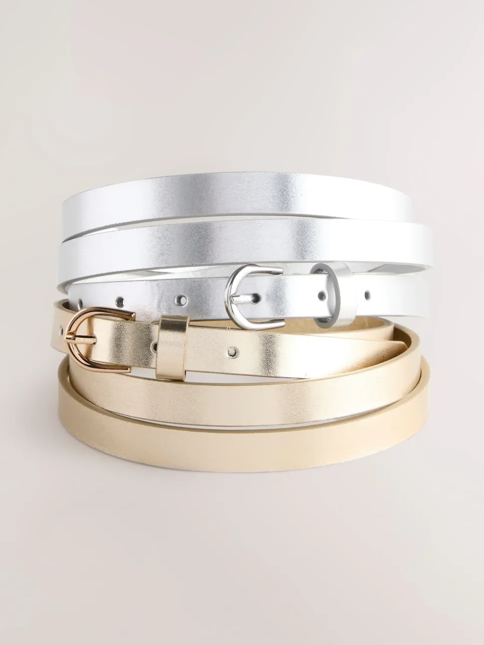 zilver/goud - PU Skinny Riemen 2 Pakket