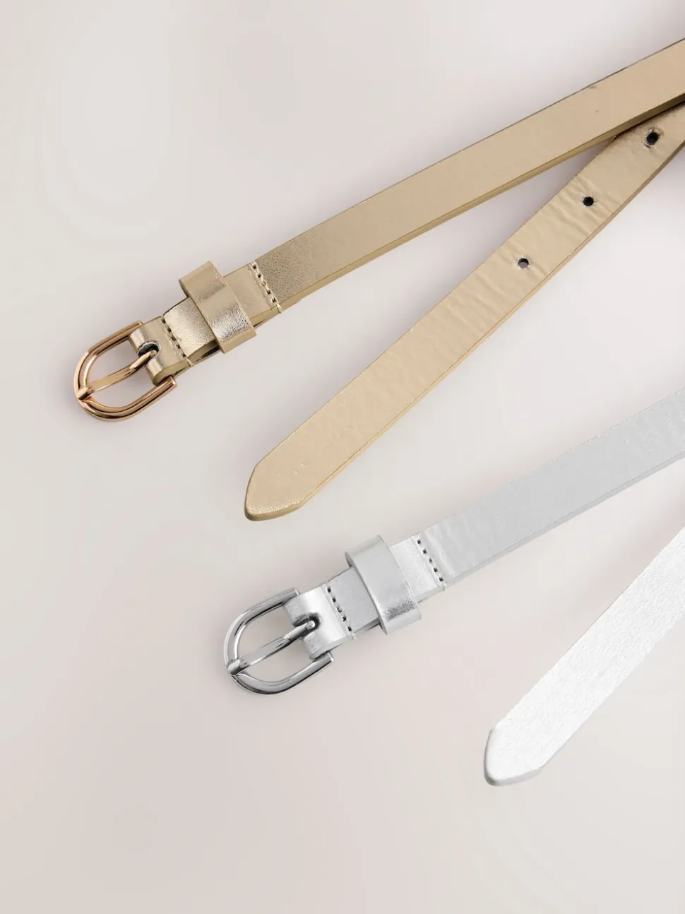 zilver/goud - PU Skinny Riemen 2 Pakket