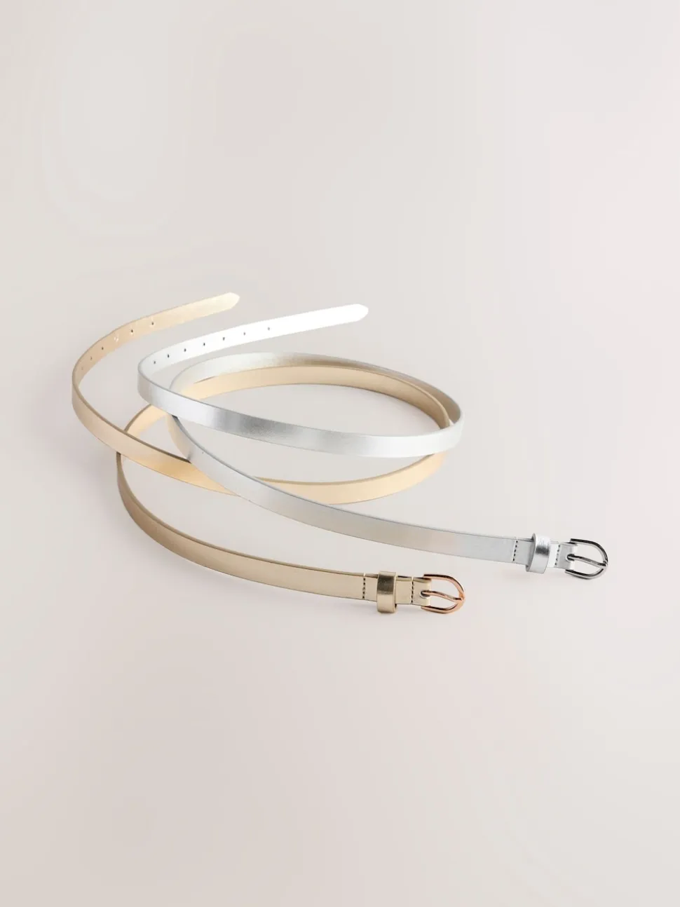 zilver/goud - PU Skinny Riemen 2 Pakket