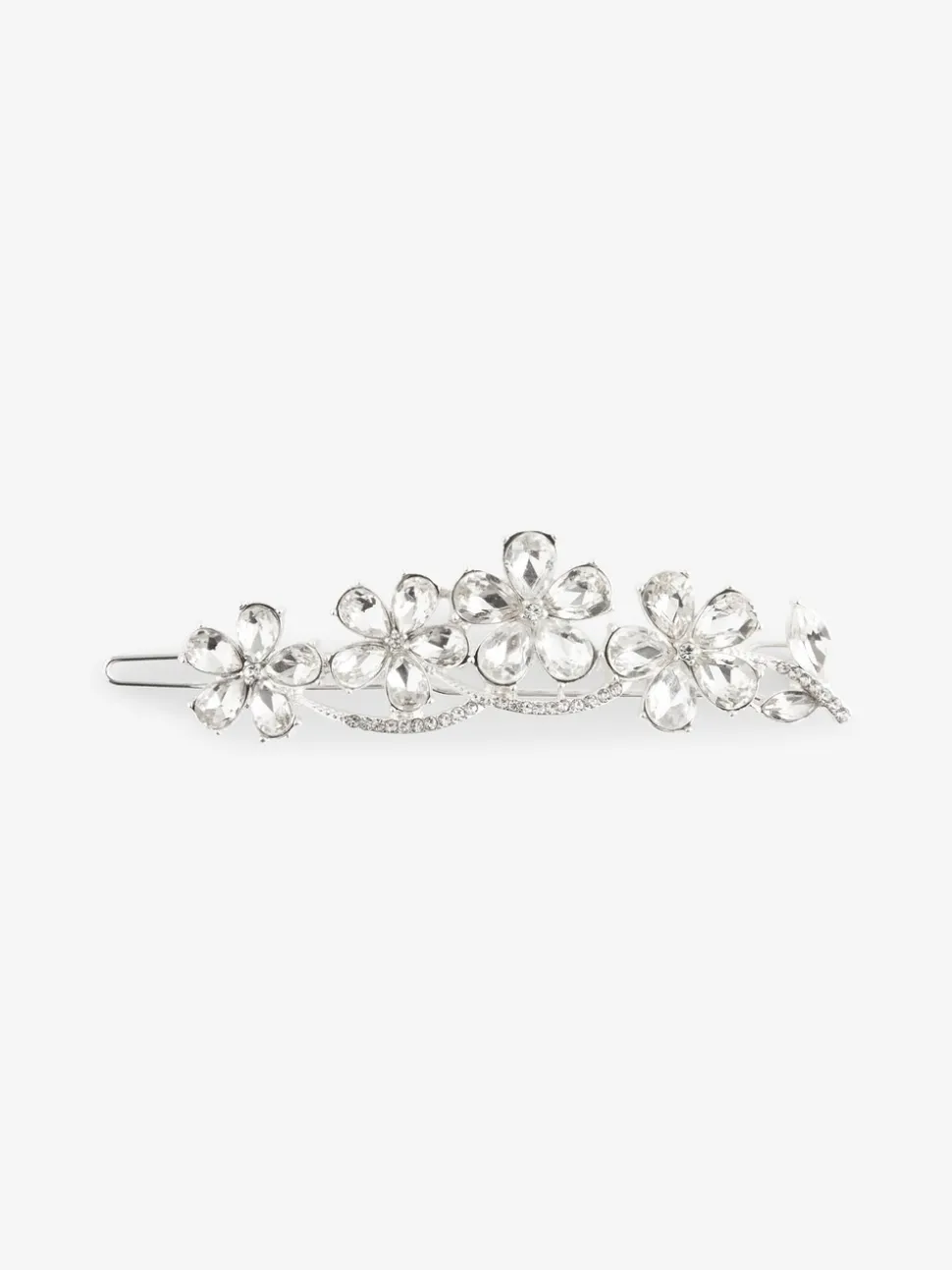 Zilverkleurig - Barrette haarspeld met glitterbloem voor bruiden