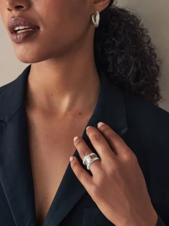 Zilverkleurig - Interlink Sparkle Ring
