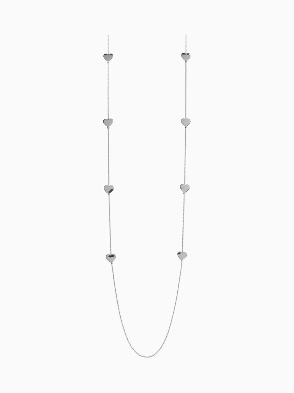 Zilverkleurig - Lange draadketting met hartje