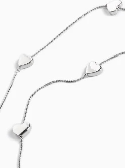 Zilverkleurig - Lange draadketting met hartje