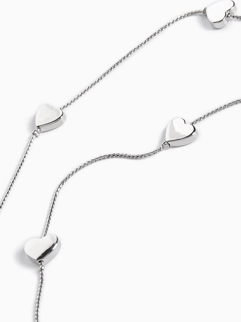 Zilverkleurig - Lange draadketting met hartje