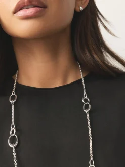 Zilverkleurig - Lange schakelketting