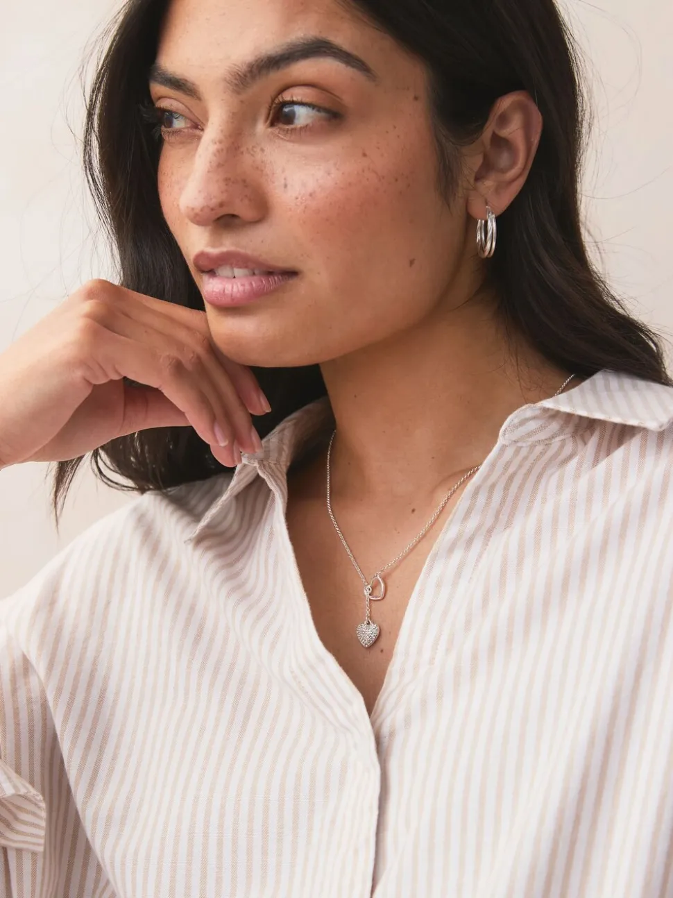 Zilverkleurig - Lariat-halsketting met Hart draad