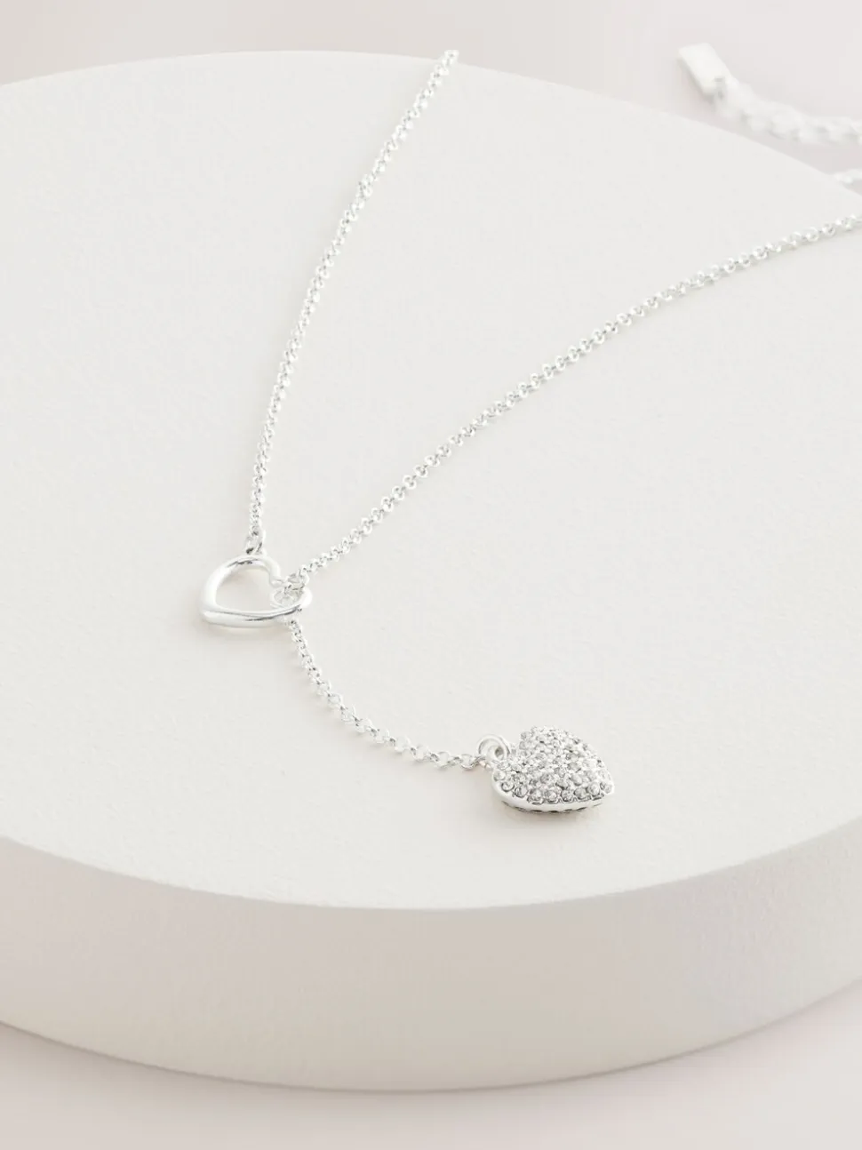 Zilverkleurig - Lariat-halsketting met Hart draad
