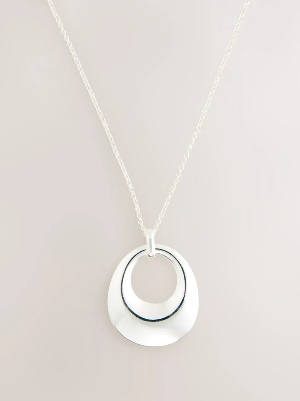 Zilverkleurig - Open Circle Drop Long Necklace