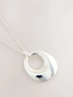 Zilverkleurig - Open Circle Drop Long Necklace