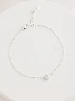 Zilverkleurig - Pave Heart Anklet