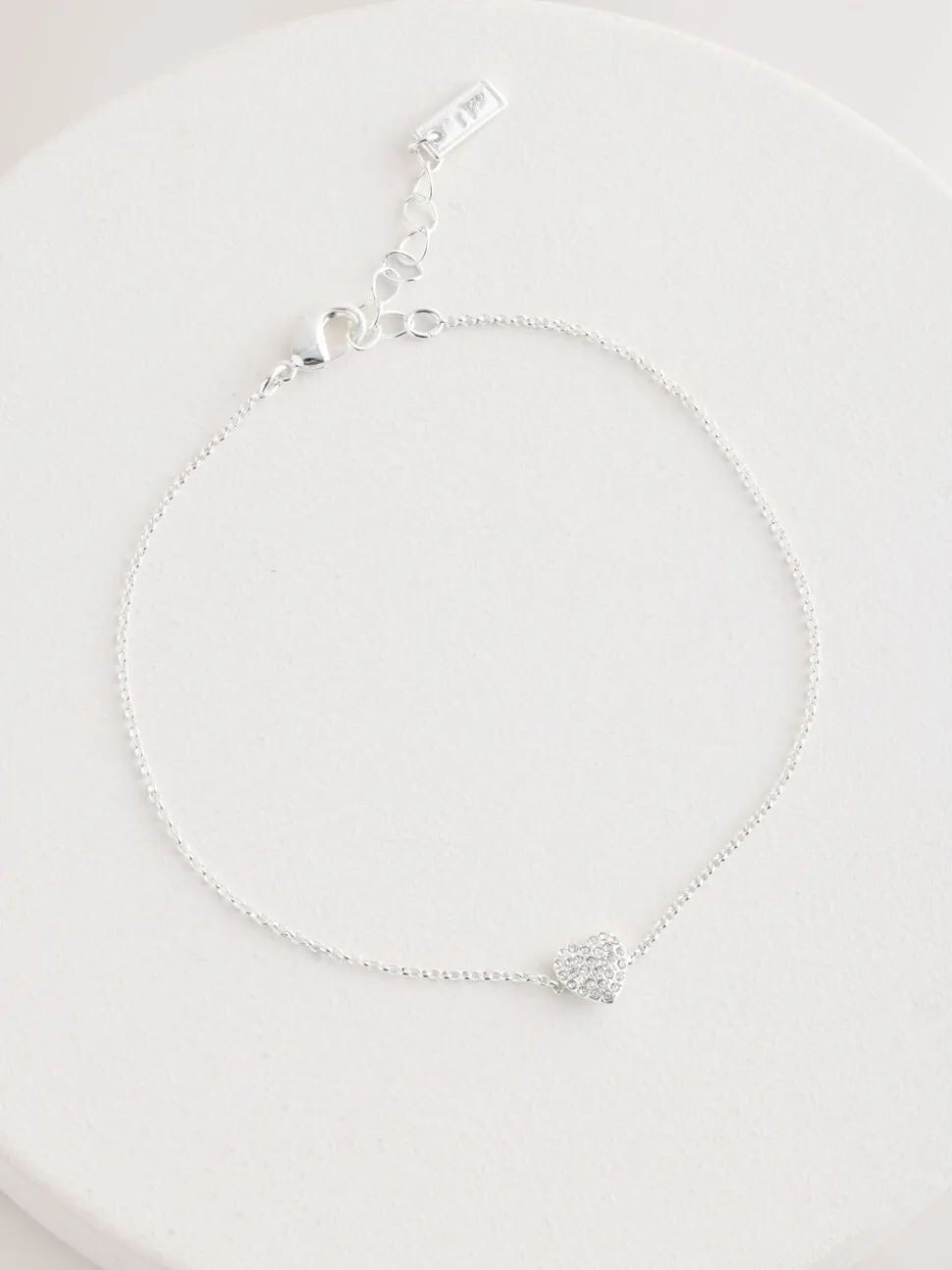 Zilverkleurig - Pave Heart Anklet