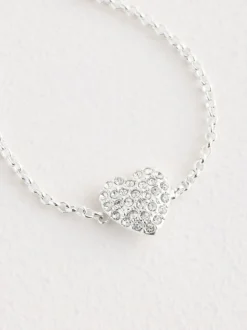 Zilverkleurig - Pave Heart Anklet