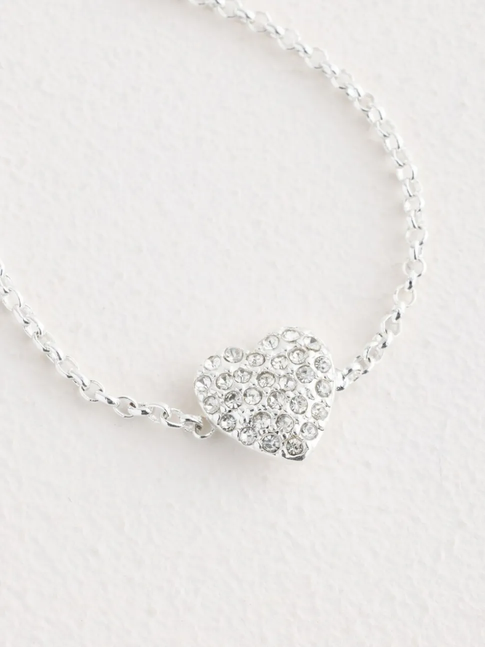 Zilverkleurig - Pave Heart Anklet