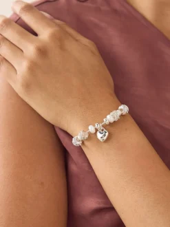 Zilverkleurig - Pearl Effect Popcorn Beaded Pully Bracelet