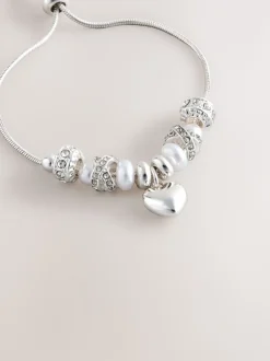 Zilverkleurig - Pearl Effect Popcorn Beaded Pully Bracelet