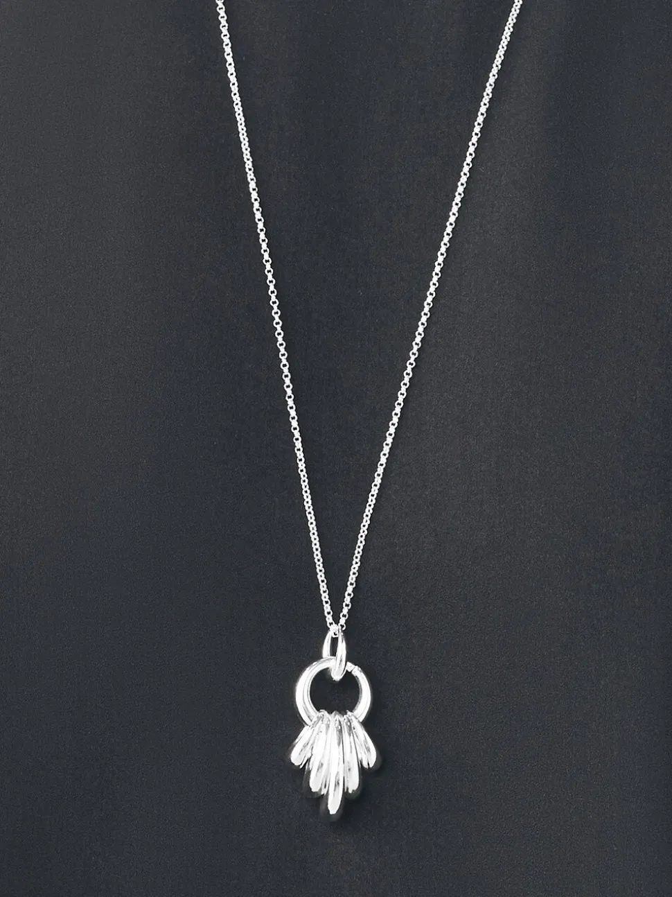 Zilverkleurig - Stacked Hoop Pendant Necklace