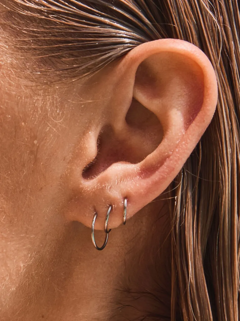 Zilverkleurig - Stainless Steel Graduated Huggie Hoop Earrings 3 Pack