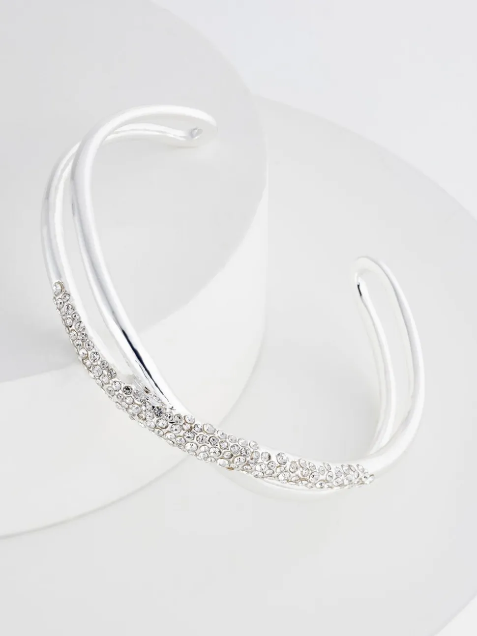 Zilverkleurig - Twist Sparkle Cuff Bracelet