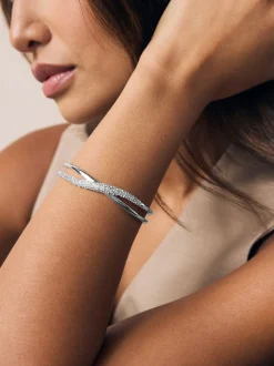 Zilverkleurig - Twist Sparkle Cuff Bracelet