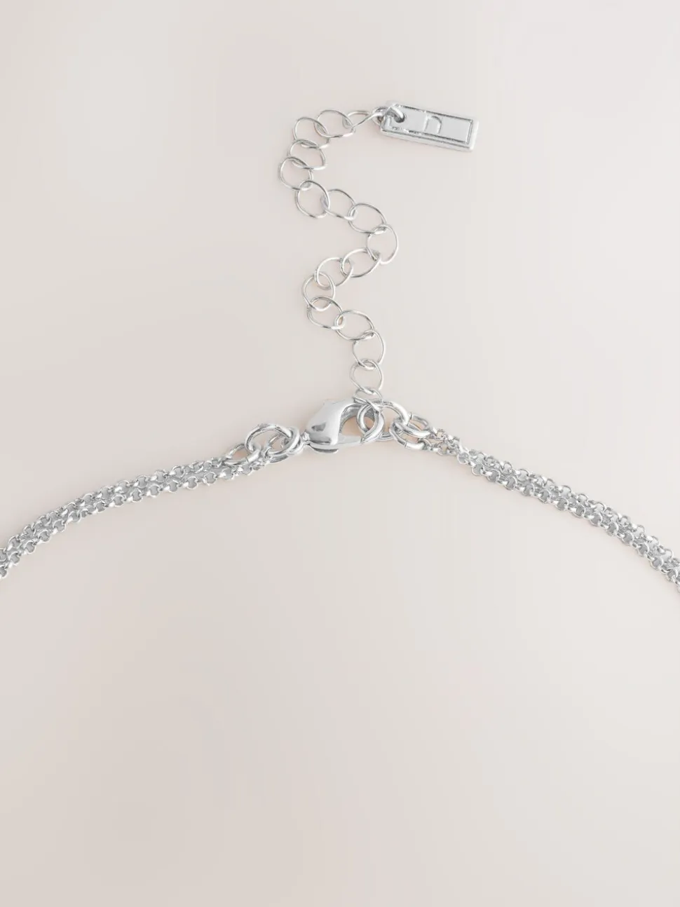 Zilverkleurig - Two Row Pavé Heart Necklace