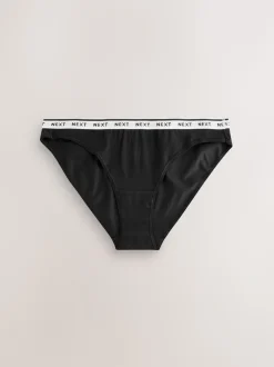 Zwart - 10 Katoenen slipjes met logotailleband