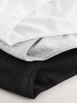 Zwart - 10 Katoenen slipjes met logotailleband