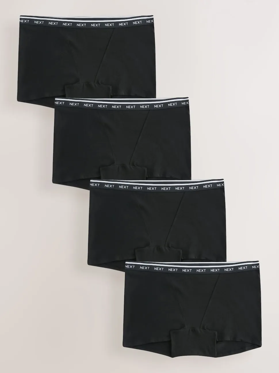 Zwart - 4 Katoenen slipjes met logotailleband