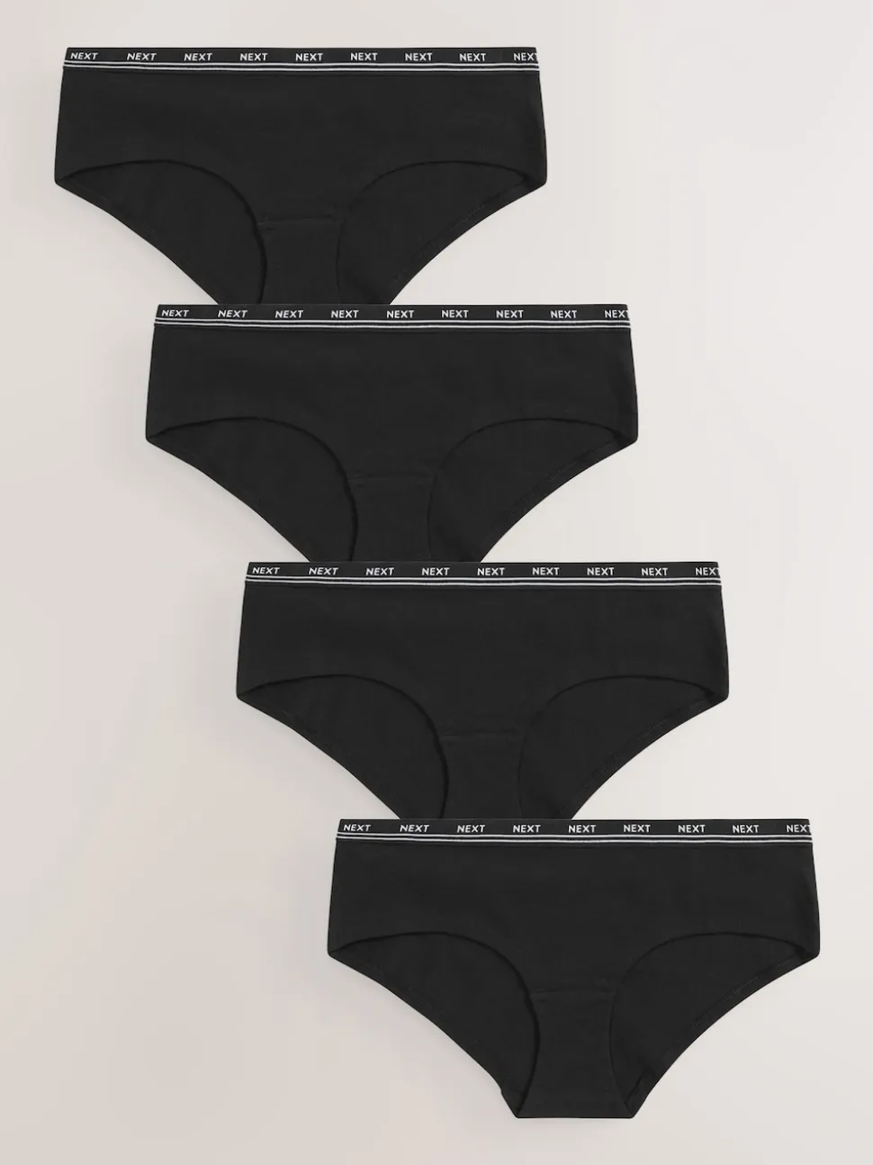 Zwart - 4 Katoenen slipjes met logotailleband