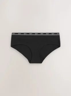 Zwart - 4 Katoenen slipjes met logotailleband