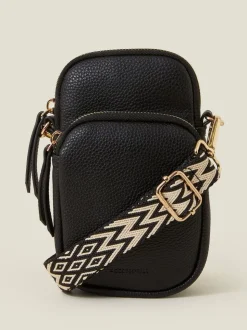 Zwart - Accessorize telefoontas met geweven riem
