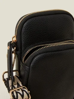 Zwart - Accessorize telefoontas met geweven riem