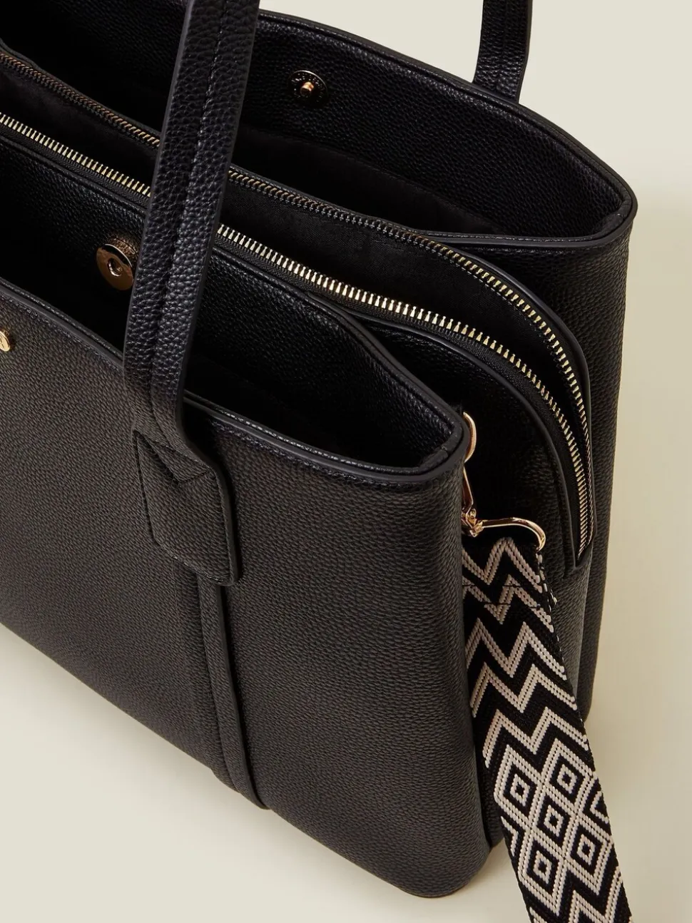 Zwart - Accessorize Webbing Strap Tote Bag