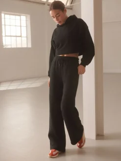 Zwart - Actieve cropped hoodie