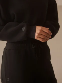 Zwart - Actieve cropped hoodie