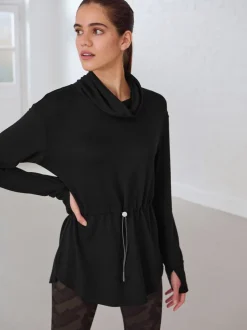 Zwart - Active Cowl Neck Sweat Top