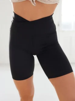 Zwart - Active Sports fietsshort met tailleoverslag