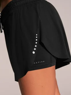 Zwart - Active Sports Hardloopshorts met jerseylagen en zakken