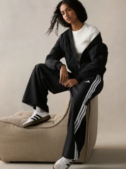 Zwart - adidas Essentials 3-Stripes Woven Wide Leg Trousers