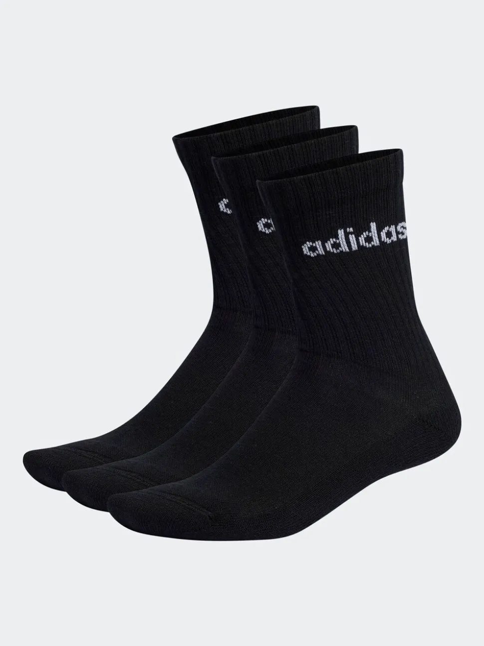 Zwart - adidas Linear verpakking van 3 paar dikke sokken met ronde hals