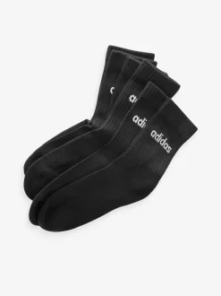 Zwart - adidas Linear verpakking van 3 paar dikke sokken met ronde hals